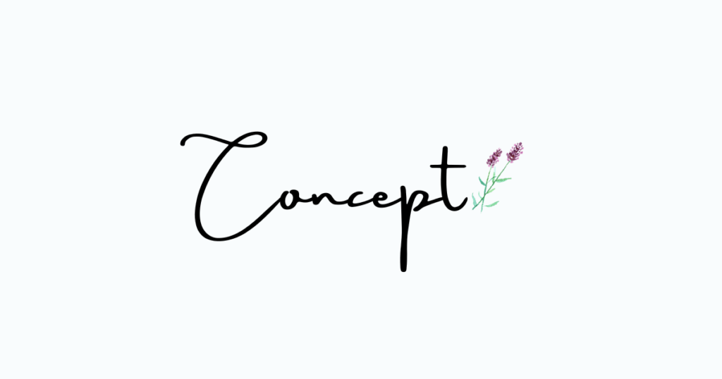 Snowzegardenのコンセプトページ用アイキャッチ。白背景に「Concept」の英字タイトルとアロマセラピーのイラスト。看護師セラピストが届ける補完療法アロマの世界観を表現。
